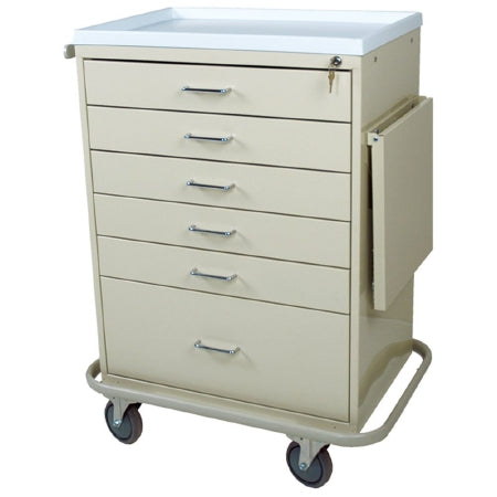Harloff Classic Line Medication Cart 22 X 32 X 42.5 Inch 6 Drawers Beige - D50-6K