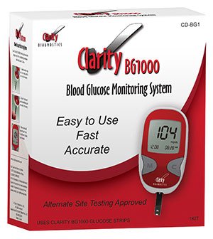 Clarity Diagnostics - Blood Glucose Meter Stores Up To 300 Results with Date and Time No Coding Required - CD-BG1