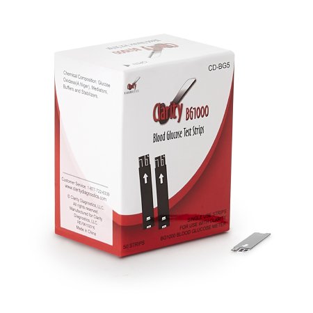 Clarity BG1000 - Blood Glucose Test Strips 50 Strips per Box For Blood Glucose Monitoring System - CD-BG5
