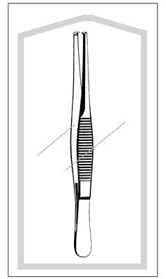 Econo - Tissue Forceps 4-1/2 Inch Length Floor Grade Pakistan Stainless Steel Sterile NonLocking Thumb Handle Straight 1 X 2 Teeth - 96-2574