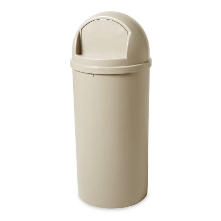 Saalfeld Redistribution Marshal Classic Trash Can 15 gal. Round Beige Thermoset Polyester Push Open - FG816088BEIG