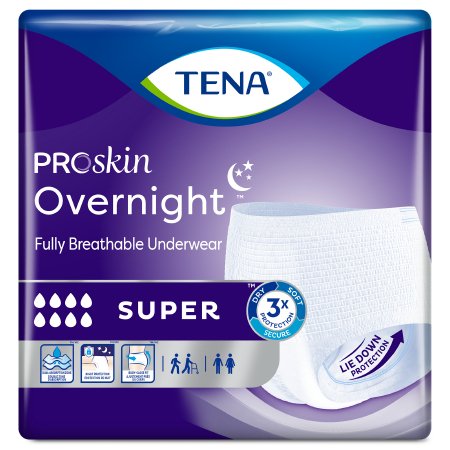 TENA ProSkin Overnight Super Protective - Unisex Adult Absorbent Underwear Pull On with Tear Away Seams X-Large Disposable Heavy Absorbency - 72427
