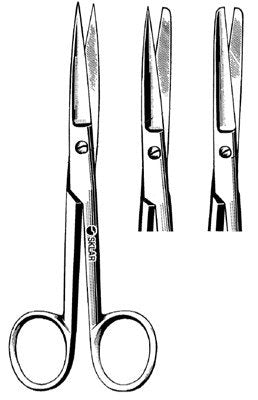 Econo - Operating Scissors 4-1/2 Inch Length Floor Grade Stainless Steel Sterile Finger Ring Handle Straight Sharp Tip / Sharp Tip - 96-2592