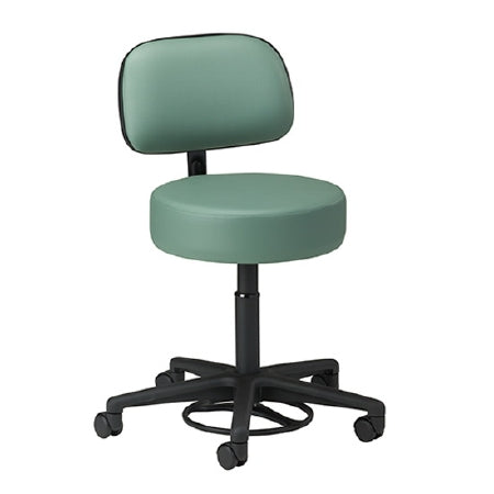 Clinton Industries - Exam Stool Upholstered Back Pneumatic Cylinder Height Adjustment 5 Casters Royal Blue - 2145-21-3RB