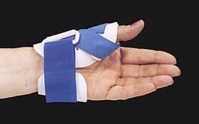 Freedom Low Profile ThumbKeeper - Thumb Splint Adult Large D-Ring / Hook and Loop Strap Closure Left or Right Hand Blue / White - 5106