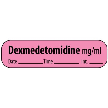 Precision Dynamics MedVision Pre-Printed Label Anesthesia Label Dexmedetomidine mg/mL/date/time/initials Fluorescent Pink 3/8 X 1-7/16 Inch - V02FP6494