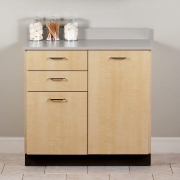 Clinton Industries 8036 Model Base Cabinet Fossil Top, Maple Frame, Doors and Drawer, Silver Wire Door and Drawer Pulls 18 X 35 X 36 Inch 2 Drawers - 8036-0FS-1MP-2MP-5C