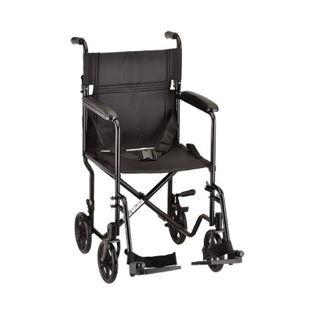 Nova Ortho-Med - Transport Chair Steel Frame 300 lbs. Weight Capacity Full Length / Fixed Height Arm Black Upholstery - 319BK