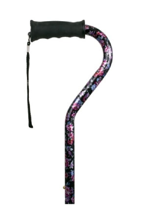 Apex-Carex Healthcare Soft Grip Offset Cane Aluminum 30-1/2 to 39-1/2 Inch Height Black Floral Design - FGA58400 0000