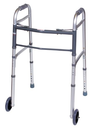 Carex - Folding Walker with Wheels Adjustable Height Aluminum Frame 300 lbs. Weight Capacity 30 to 37 Inch Height - FGA87100 0000