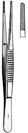 Sklar - Dressing Forceps Waugh 5 Inch Length OR Grade Stainless Steel NonSterile NonLocking Thumb Handle Straight Cross Serrated Tips - 19-2188