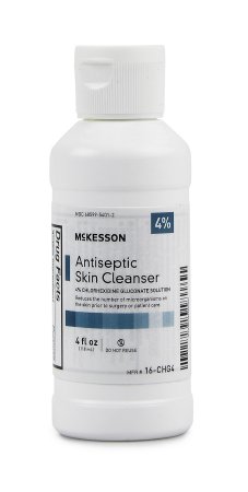 McKesson McKesson Antiseptic Skin Cleanser 4 fl. oz. Flip-Top Bottle 4% CHG (Chlorhexidine Gluconate) / Isopropyl Alcohol - 16-CHG4