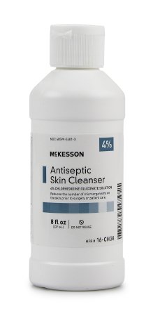 McKesson McKesson Antiseptic Skin Cleanser 8 fl. oz. Flip-Top Bottle 4% CHG (Chlorhexidine Gluconate) / Isopropyl Alcohol - 16-CHG8