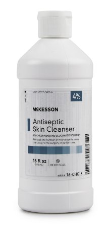 McKesson McKesson Antiseptic Skin Cleanser 16 fl. oz. Flip-Top Bottle 4% CHG (Chlorhexidine Gluconate) / Isopropyl Alcohol - 16-CHG16