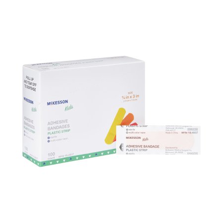 McKesson Kids - Adhesive Strip 3/4 X 3 Inch Plastic Rectangle Neon Sterile - 16-4837