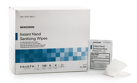 McKesson McKesson Hand Sanitizing Wipe 100 Count Ethyl Alcohol Individual Packet - 16-3500