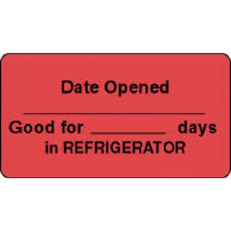 Precision Dynamics - Pre-Printed / Write On Label Advisory Label Red Paper Date Opened-good For-days In Refrigerator Black Quality Control Label 7/8 X 1-1/8 Inch - 59705586
