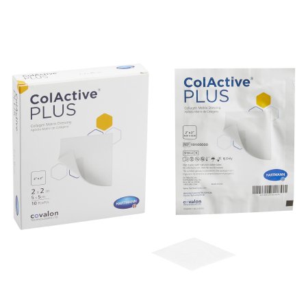 ColActive PLUS - Collagen Dressing ColActive Plus Without Border Collagen / Sodium Alginate / Carboxyl Methylcellulose (CMC) / Ethylenediamine-tetraacetic Acid (EDTA) 2 X 2 Inch 10 Count - 10160000