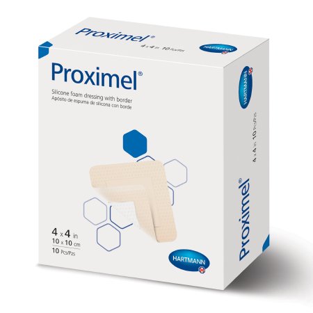 Proximel - Silicone Foam Dressing 4 X 4 Inch Square Silicone Adhesive with Border Sterile - 14200000