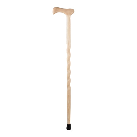 Mabis Healthcare Round Handle Cane Wood 37 Inch Height Hickory Brown - 502-3000-0106
