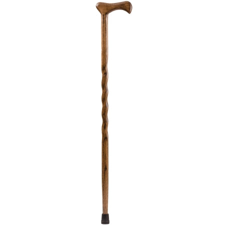 Mabis Healthcare - Round Handle Cane Wood 37 Inch Height Twisted Brown Oak Print - 502-3000-0170