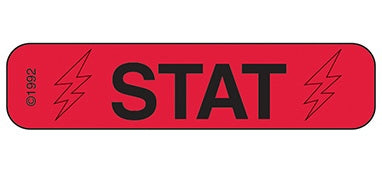 Indeed - Pre-Printed Label Advisory Label Red Paper STAT Black Alert Label 3/8 X 1-5/8 Inch - 2127