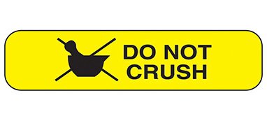 Indeed - Pre-Printed Label Auxiliary Label Yellow Paper Do Not Crush Black Safety and Instructional 3/8 X 1-5/8 Inch - 2102