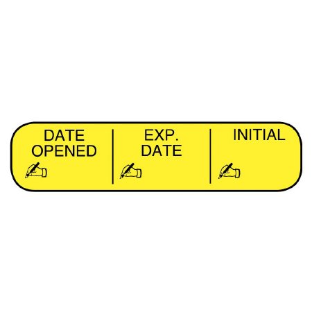 Apothecary Products Apothecary Products Pre-Printed / Write On Label Communication Fill In DATE OPENED/EXP. DATE/INITIAL Yellow 3/8 X 1-9/16 Inch - 40240