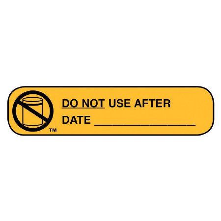 Apothecary Products - Pre-Printed Label Auxiliary Label Yellow Paper DO NOT USE AFTER/ DATE _____ Black Quality Control Label 3/8 X 1-9/16 Inch - 40128