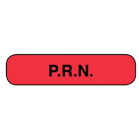 Apothecary Products - Pre-Printed Label Auxiliary Label Pink Paper P.R.N. Black Safety and Instructional 3/8 X 1-9/16 Inch - 39905