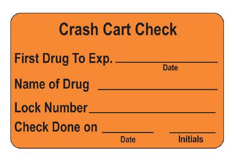 Health Care Logistics - Cart Check Label 1-3/4 X 2-3/4 Inch Orange - 17576