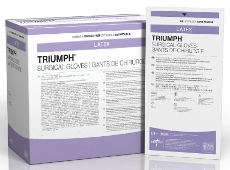 Triumph - Surgical Glove Size 5.5 Sterile Pair Latex Extended Cuff Length Smooth White Not Chemo Approved - Medline - MSG2255