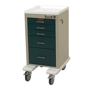 Harloff Anesthesia Cart 19.5 X 25 X 37 Inch 5 Drawers Hammertone Green - AL3245E