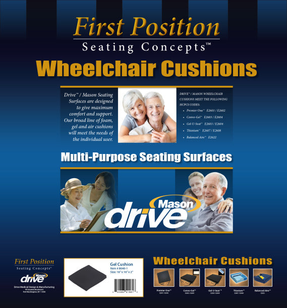 Drive Medical Gel-U-Seat Lite General Use 2" Gel/Foam Wheelchair Cushion