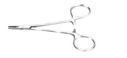 Bausch & Lomb - Needle Holder 114 mm Length Straight, Medium 11 mm Jaw Finger Ring Handle - P0405