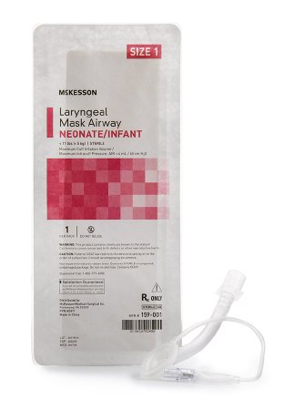 McKesson - Laryngeal Mask Neonate / Infant User Size 1 Clear PVC Sterile Disposable - 159-001
