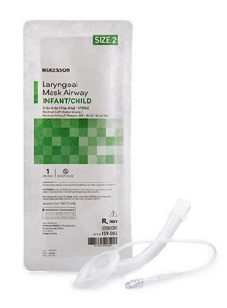 McKesson McKesson Laryngeal Mask Infant / Pediatric User Size 2 Clear PVC Sterile Disposable - 159-002
