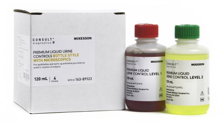 McKesson Consult - Urine Chemistry Urinalysis Control Microscopic Testing Positive Level / Negative Level 2 Level 1 (Abnormal) 120 mL Bottles, 2 Level 2 (Normal with hCG) 120 mL Bottles - 163-89123