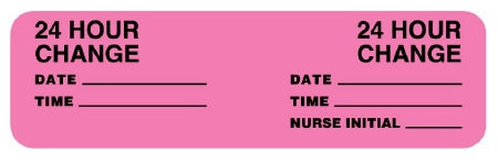 United Ad Label Conf-ID-ent Pre-Printed Label Conf-id-ent Instructional Label 24 HOUR CHANGE/DATE_____/TIME_____/24 HOUR CHANGE/DATE_____/TIME_____/NURSE INITIAL_____ Fluorescent Pink 7/8 X 3 Inch - ULCM308