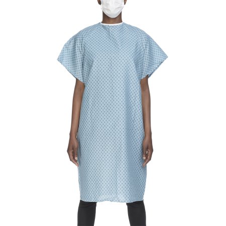 Lew Jan Textile - Patient Exam Gown One Size Fits Most Blue / White Print Reusable - V61-0100PT