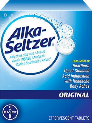 Bayer Alka-Seltzer Antacid 1000 mg - 325 mg - 1916 mg Strength Effervescent Tablet 24 per Bottle - 280400002