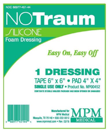 NOTraum - Foam Dressing 6 X 6 Inch Square Adhesive with Border Sterile - MP00452