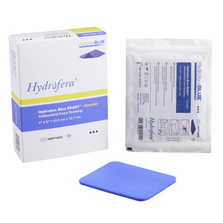 HydroferaBLUE READY-Transfer - Antibacterial Foam Dressing 4 X 5 Inch Rectangle Non-Adhesive without Border Sterile - HBRT4050