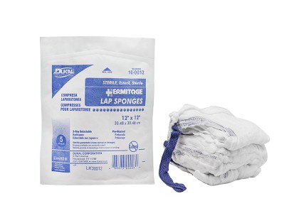 Dukal - Surgical Laparotomy Sponge X-Ray Detectable Cotton 18 X 18 Inch 5 Count Pack NonSterile - KP-7018
