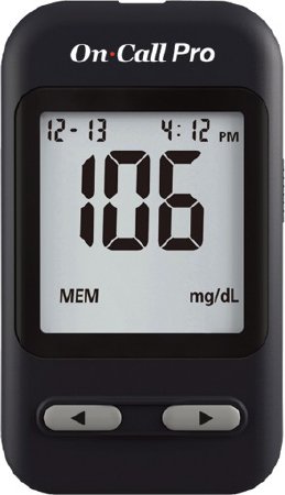On Call Pro - Blood Glucose Meter 4 Second Results Stores Up To 300 Results with Date and Time Auto Coding - 755818