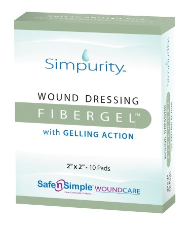 Safe N Simple FiberGel Hydrogel Dressing 2 X 2 Inch Square Sterile - SNS56702