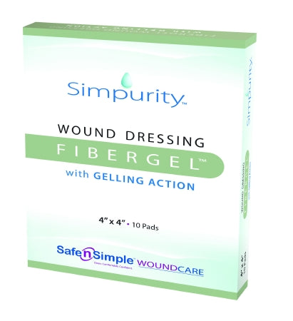 Safe N Simple FiberGel Hydrogel Dressing 4 X 4 Inch Square Sterile - SNS56704