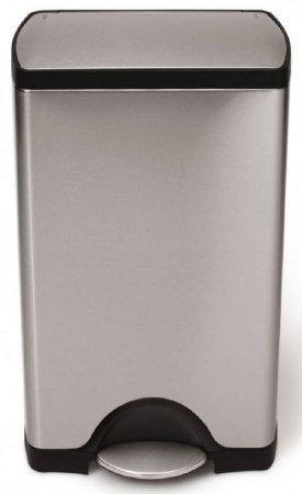simplehuman - Trash Can 10 gal. Rectangular Silver Stainless Steel Step On - H-3623