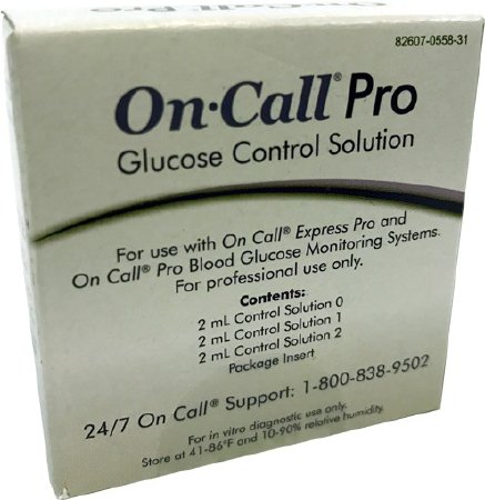 On Call Pro - Blood Glucose Control Solution Blood Glucose Testing 3 X 2 mL Level 1 Level 2 Level 3 - 755831