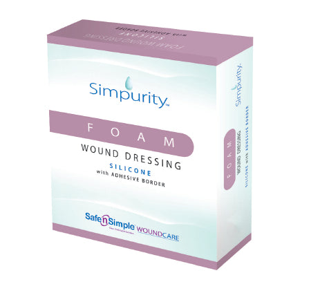 Safe N Simple Simpurity Silicone Foam Dressing 3 X 3 Inch Square Silicone Adhesive with Border Sterile - SNS77733